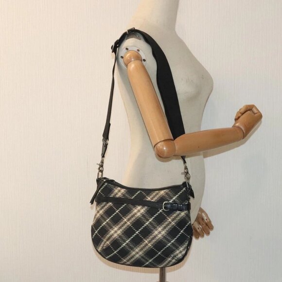 BURBERRY Nova Check Blue Label Shoulder Bag Canvas Black - Picture 13 of 15